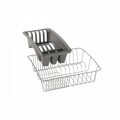 Scurgator de vase + suport de tacamuri detasabil, Aquatex, Metaltex, 35 x 30 x 11 cm, metal/invelit in polytherm, argintiu/gri