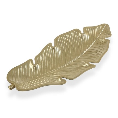 Platou decorativ / decoratiune pentru centrul mesei Gold Leaf, Versa, 49 x 21 x 2.5 cm, MDF