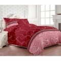 Lenjerie de pat dubla King Red Size Swirl 01, 4 piese, 220 x 250 cm, 100% bumbac ranforce, rosu/roz/alb
