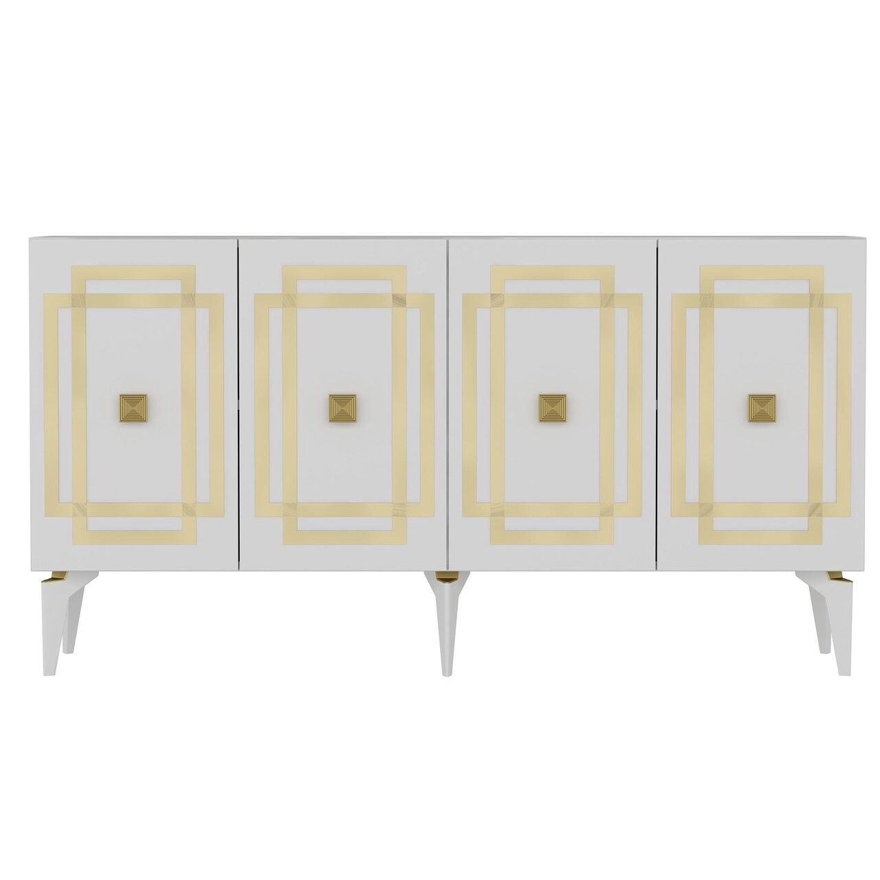 Consola, Hanah Home, Lotus, 150x79x40 cm, PAL , Alb/Auriu - view 4