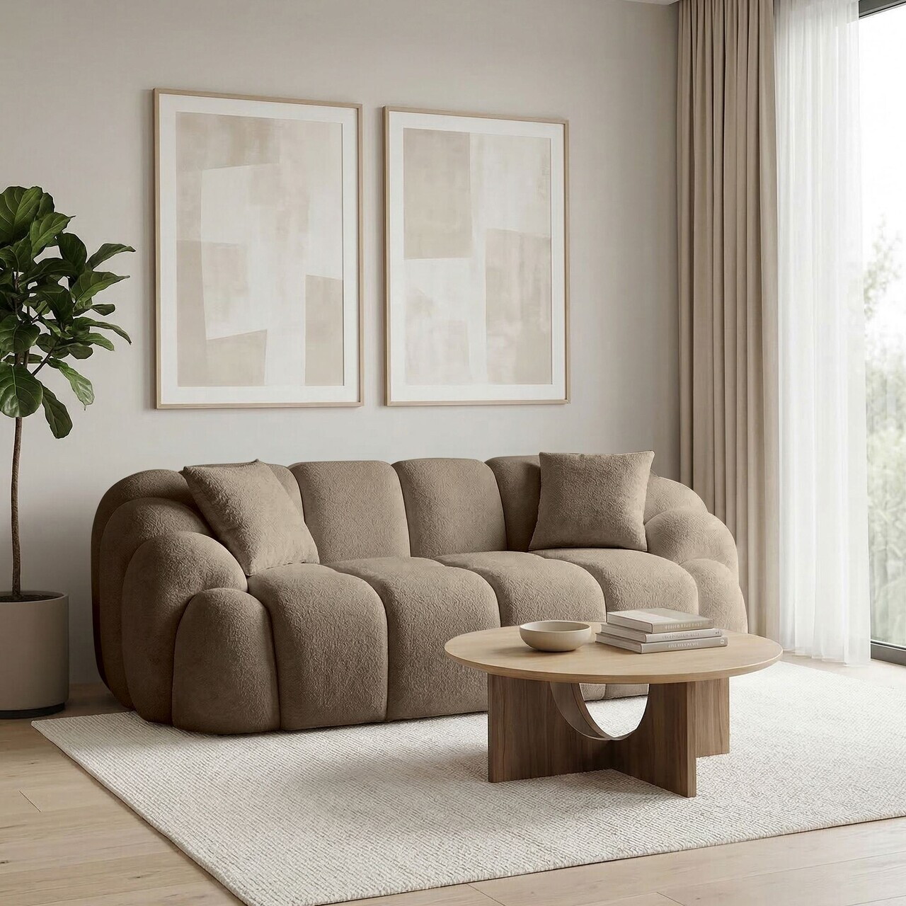 Canapea 2 locuri, Atelier del Sofa, 752EST2502, Lemn de carpen/PAL melaminat, Maro