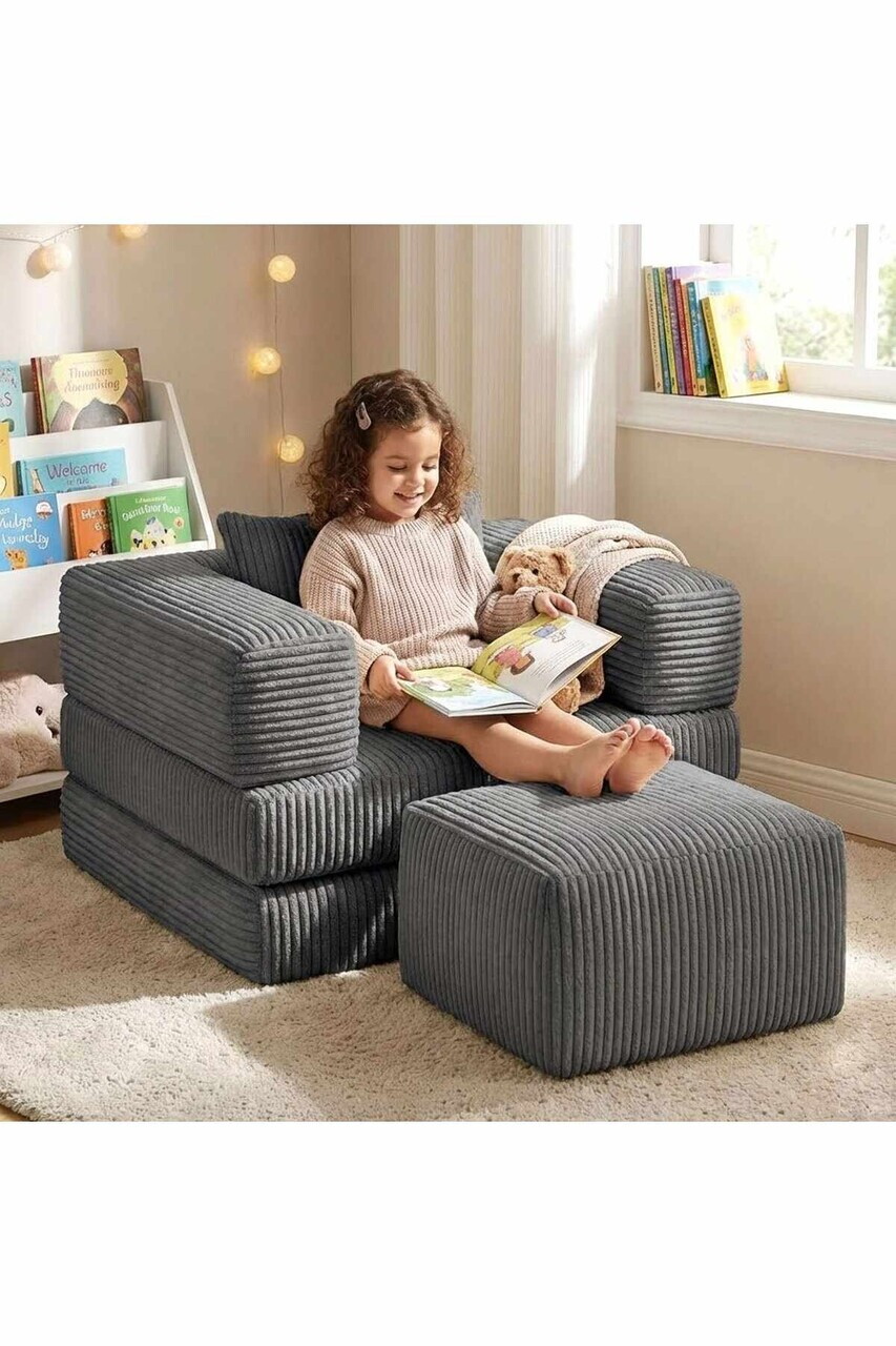 Canapea extensibilă pentru copii, Atelier del Sofa, 326NYR1102, Gri inchis