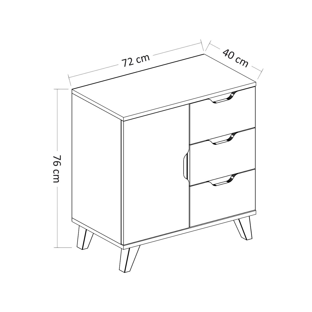 Dulap, Inarch, Valencia 3+1, 72x76x40 cm, PAL, Alb