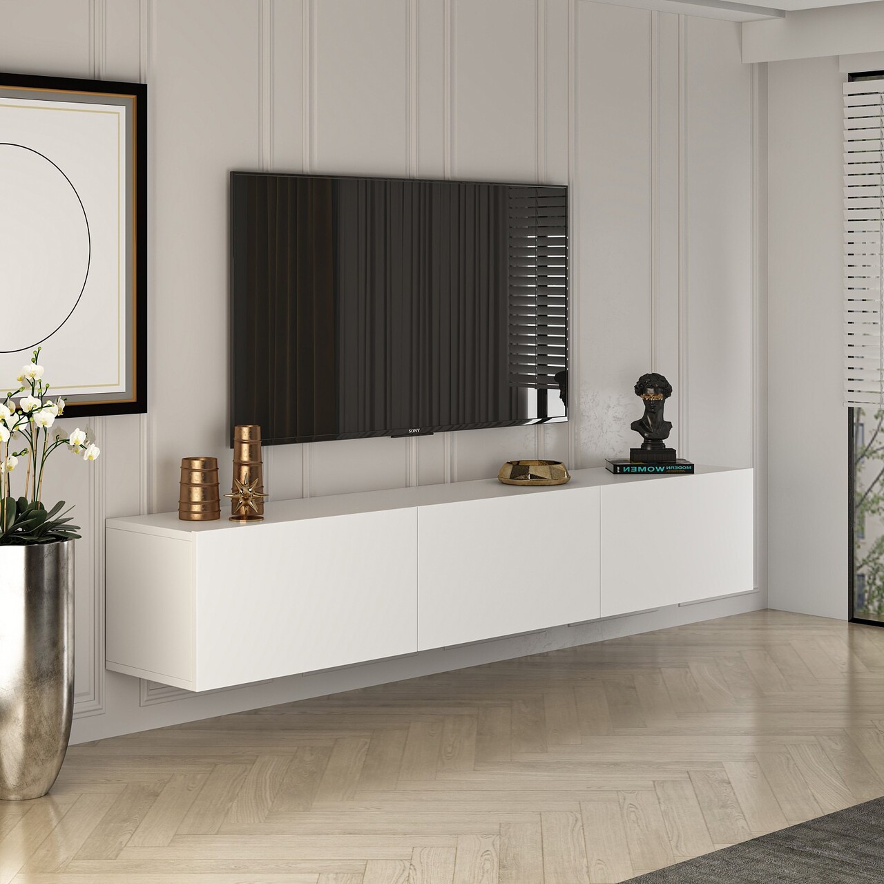 Comoda TV, Puqa Design, West, Alb - 1 | YEO