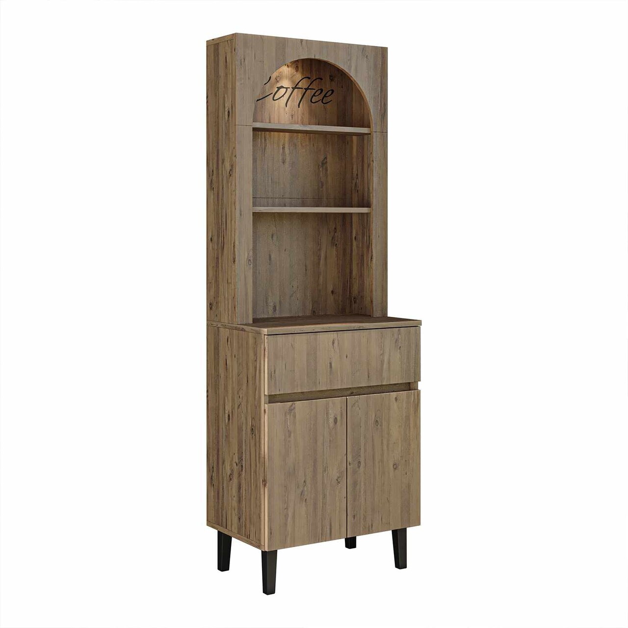 Dulap de bar pentru cafea, Hanah Home, Ledli, 60x179x41.8 cm, PAL, Maro — imaginea 5