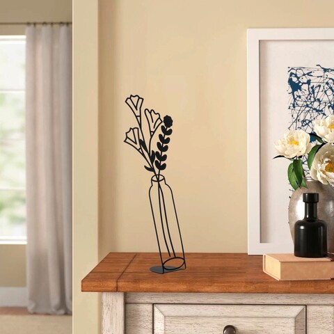 Decoratiune, flowerpot, 22x56 cm, metal, negru