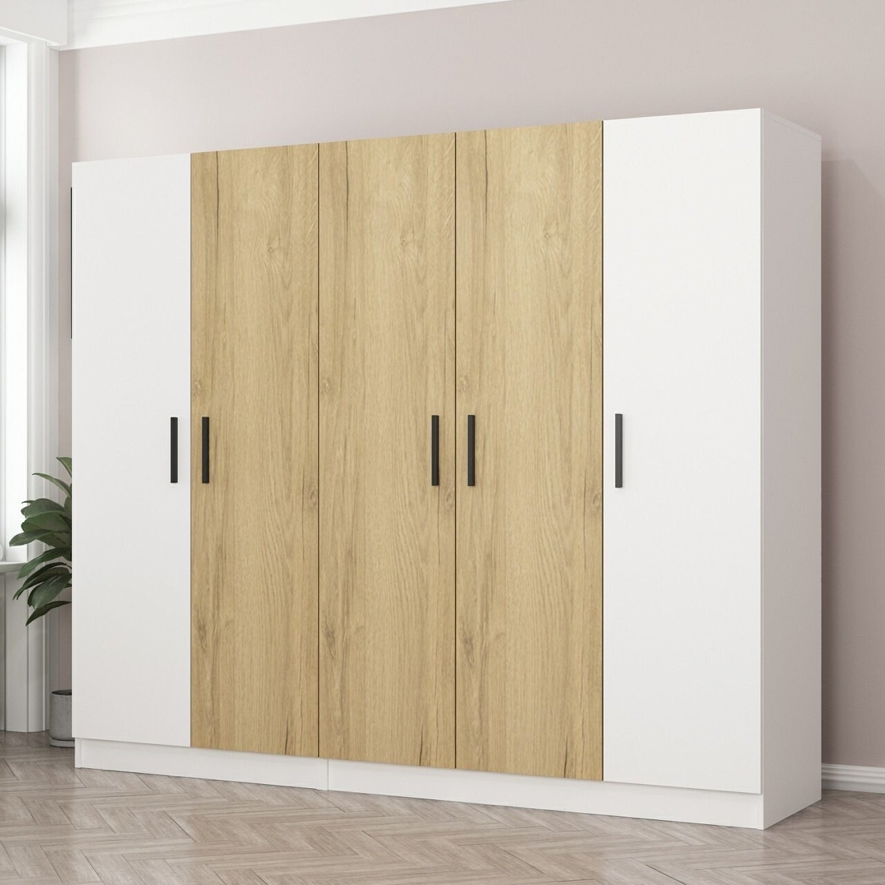 Dulap pentru haine, Minerva, Kale, 225x190x52 cm, PAL, Alb - 1 | YEO