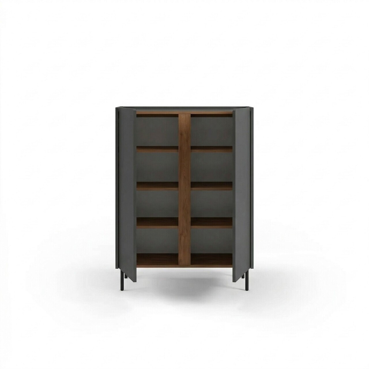 Bufet, Hanah Home, Lucile, 90x120.4x40.5 cm, PAL, Antracit / Stejar Septentrional / Negru — imaginea 5