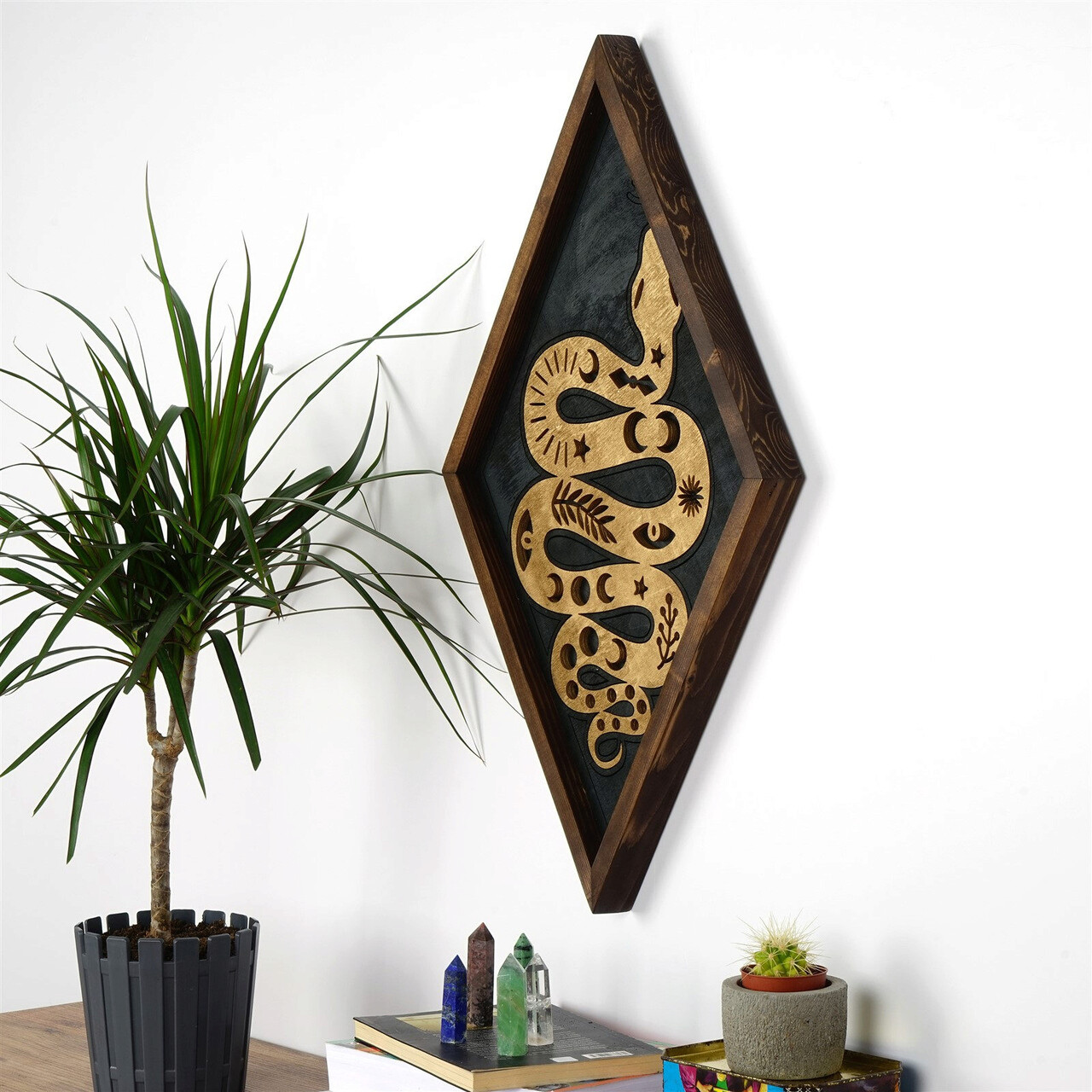 Decoratiune de perete, ART029, Lemn masiv, Dimensiune: 59 x 35 x 3 cm, Multicolor - 1 | YEO