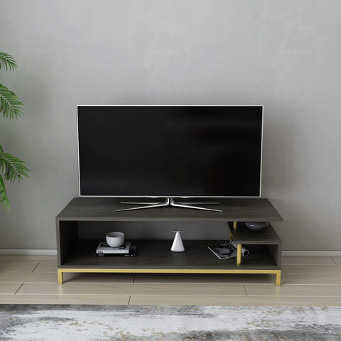 Comoda tv, retricy, reilly, 120x44.6x37.6 cm, pal, auriu / gri închis