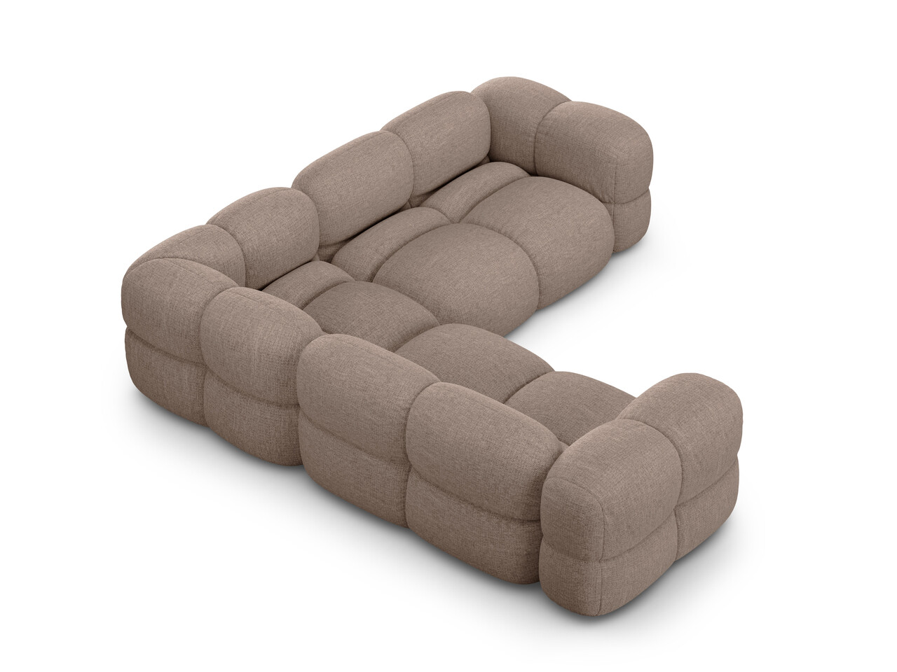 Coltar simetric 4 locuri, Loretto, Cosmopolitan Design, 250x250x68 cm, tesatura structurata, cappuccino