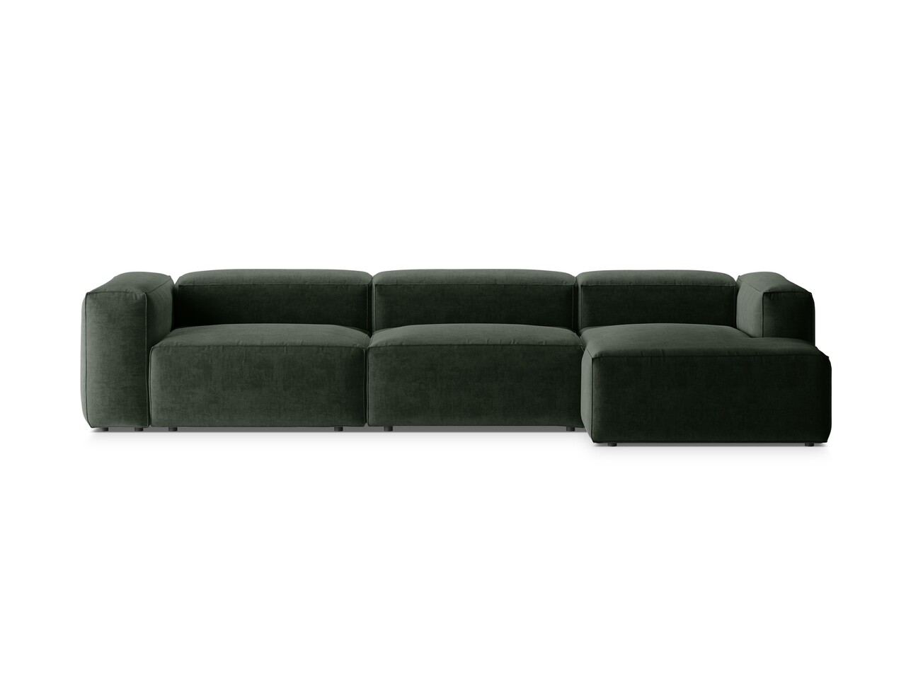 Coltar dreapta 4 locuri Bergamo Cosmopolitan Design 344x152x70 cm tesatura structurata verde muschi