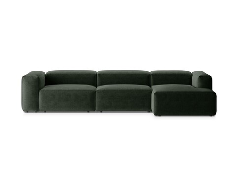 Coltar dreapta 4 locuri, Bergamo, Cosmopolitan Design, 344x152x70 cm, tesatura structurata, verde muschi