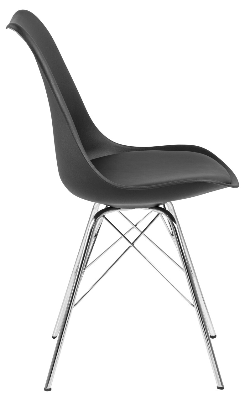 Scaun Eris, Actona, 48.5x54x85.5 cm, piele ecologica/otel, negru/crom - view 7