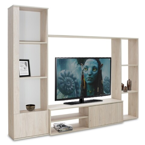 Mobilier living Blossom, Pakoworld, 220x32.4x177.5 cm, PAL melaminat, light sonoma