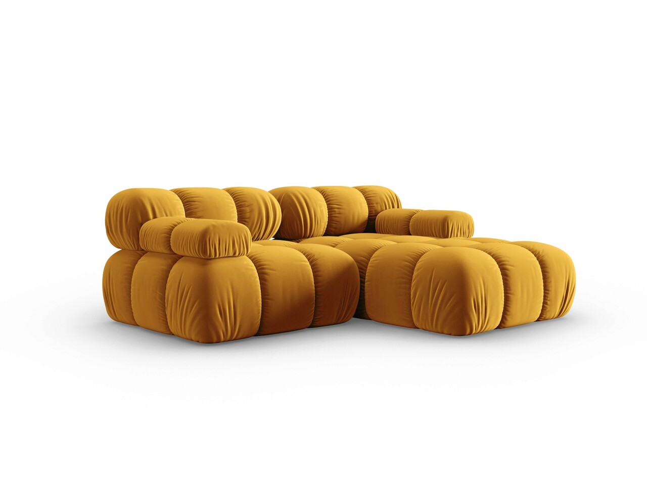 Coltar modular dreapta 3 locuri, Bellis, Micadoni Home, BL, 191x157x62 cm, catifea, galben - 1 | YEO
