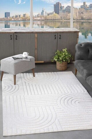 Covor, 0691B, 80x250 cm, Polipropilena, Crem