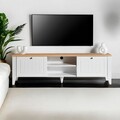 Comoda TV, Tuvalle, Tuval 081, 160x47x33 cm, Stejar alb
