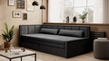 Canapea extensibila brat stanga 3 locuri, ELTAP, Fulgeo, 214x82x77 cm, lemn/catifea din poliester, gri inchis