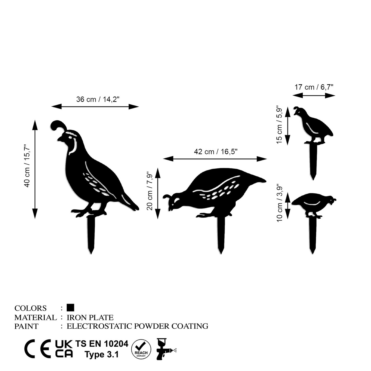 Obiect decorativ de grădină, Fam 05, Negru - imagine 6