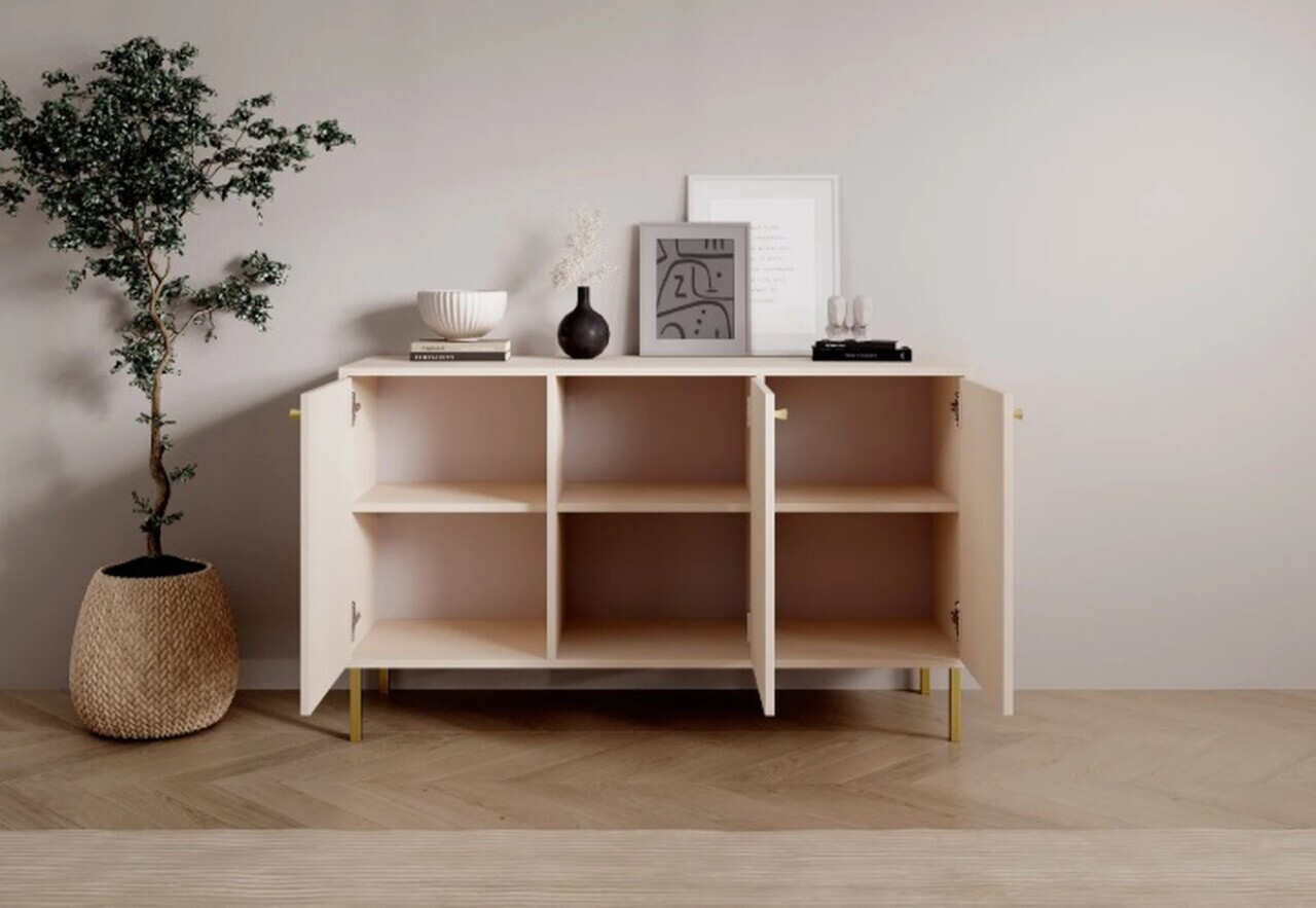 Comoda ADRK, Tili 3D, 124.5x40.8x73.9 cm, PAL laminat, bej — imaginea 6