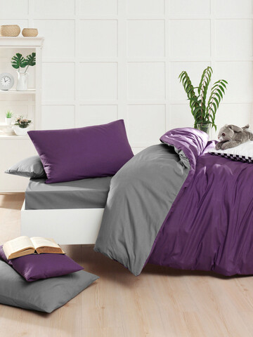 Lenjerie de pat pentru o persoana (de), Çift yönlü - purple, grey, mjolnir, bumbac ranforce
