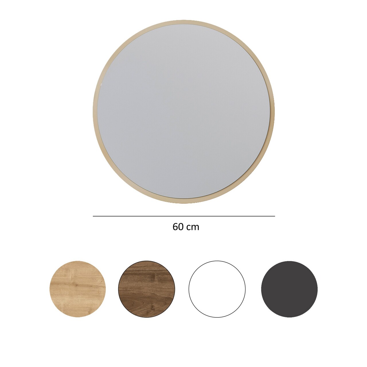 Oglinda decorativa, Neostill, Round, 60x60x1.2 cm, 100% CARTON DURO, Bej