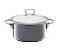 Oala emailata cu capac Optimum, Emalia Olkusz, 1.3 L, otel carbon, gri