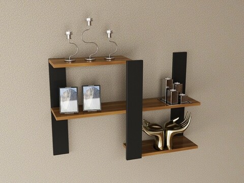 Raft pentru perete doga, gauge concept, 90x22x60 cm, aluna/negru