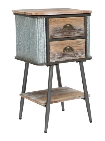 Noptiera cu 2 sertare bronxs, mauro ferretti, 43.5x36.5x72.5 cm, fier, negru/gri