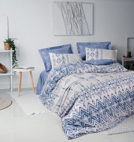 Lenjerie de pat dubla, Cleo - Blue, Cotton Box, Bumbac Ranforce