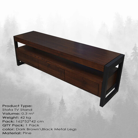 Comoda TV, Massive Design, Stafa, 160x50x40 cm, Maro închis/Negru Massive Design