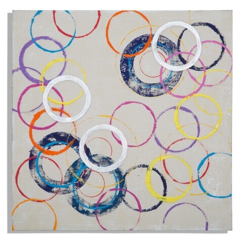 Tablou decorativ Floating Circles -A, Mauro Ferretti, 80×80 cm, canvas pictat manual 80x80