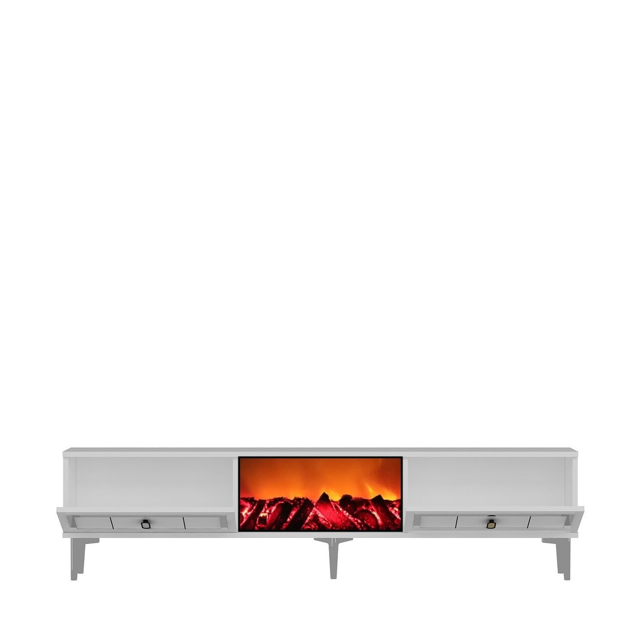 Comoda TV, Hanah Home, Orion Fireplace, 150x44.6x29.6 cm, PAL , Alb / Argintiu - imagine 5
