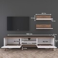 Comoda TV cu 2 rafturi M49 - 1048, Wren, 180 x 35 x 48.6 cm/60 cm, white/walnut
