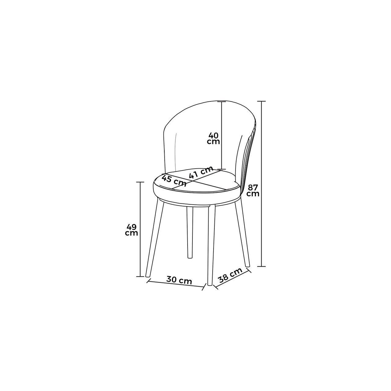 Set scaune 6 piese, Hanah Home, Risa, Alb/Negru - view 3
