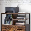 Dulap de birou pentru dosare, Vasagle, cu compartiment A4 si letter, 82x40x75 cm, MDF/PAL/otel, maro