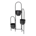 Suport pentru 3 ghivece Floero, Homla, 49x14x80 cm, metal, negru
