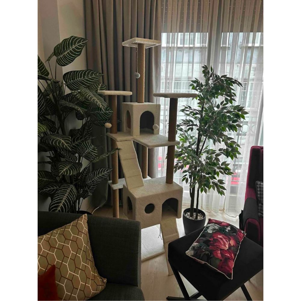 Casă pentru pisici, Paws & Whiskers, Verona, MATERIAL TEXTIL WELSOFT, Alb