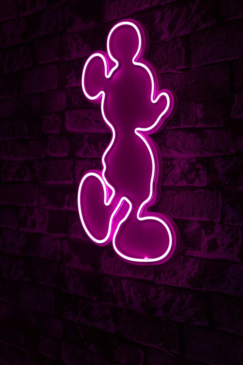 Decoratiune luminoasa LED, Mickey Mouse, Benzi flexibile de neon, DC 12 V, Roz