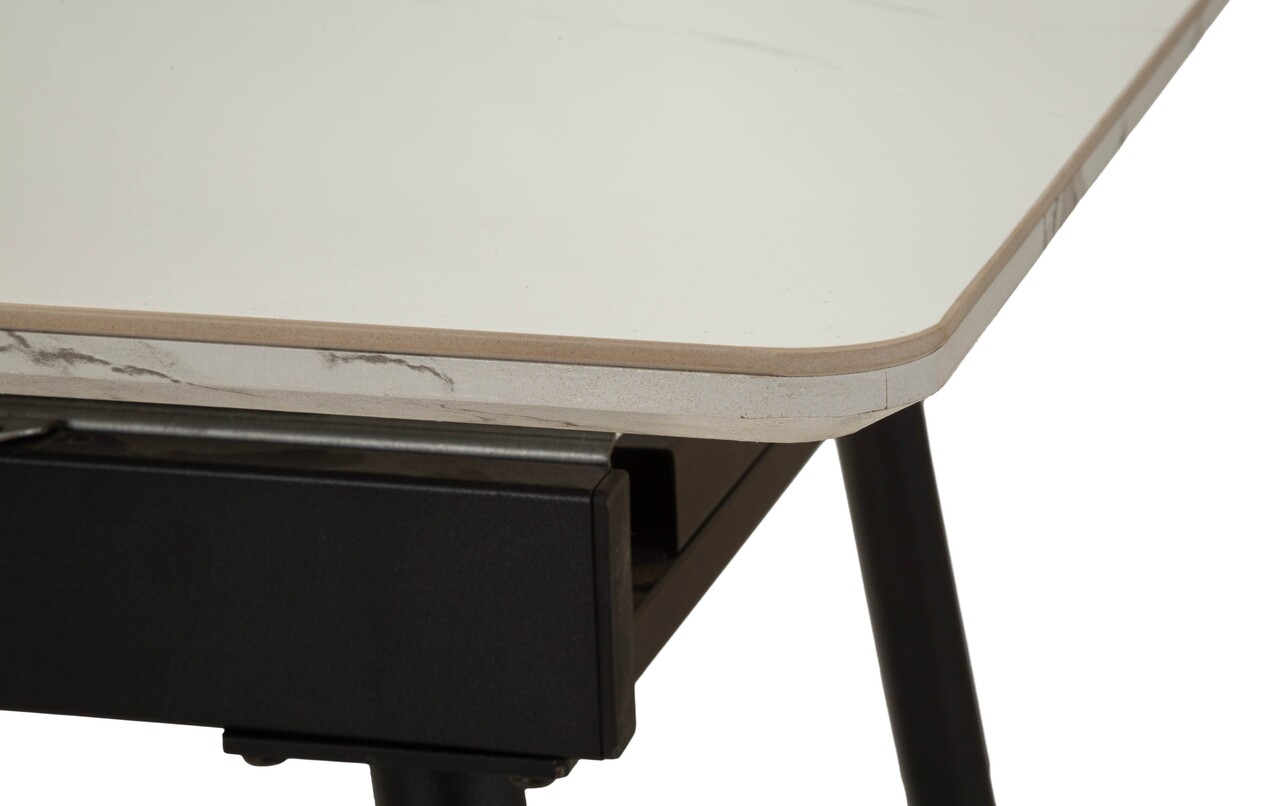 Masa extensibila dining, Mauro Ferretti, Matt, 120-150x80x75 cm, metal/ceramica, negru/alb - imagine 8