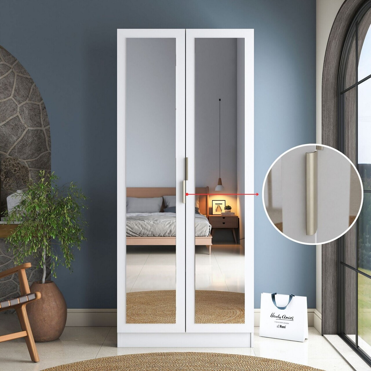 Dulap pentru haine, Hanah Home, BA232, 90x210x57.5 cm, PAL melaminat, Alb - view 4