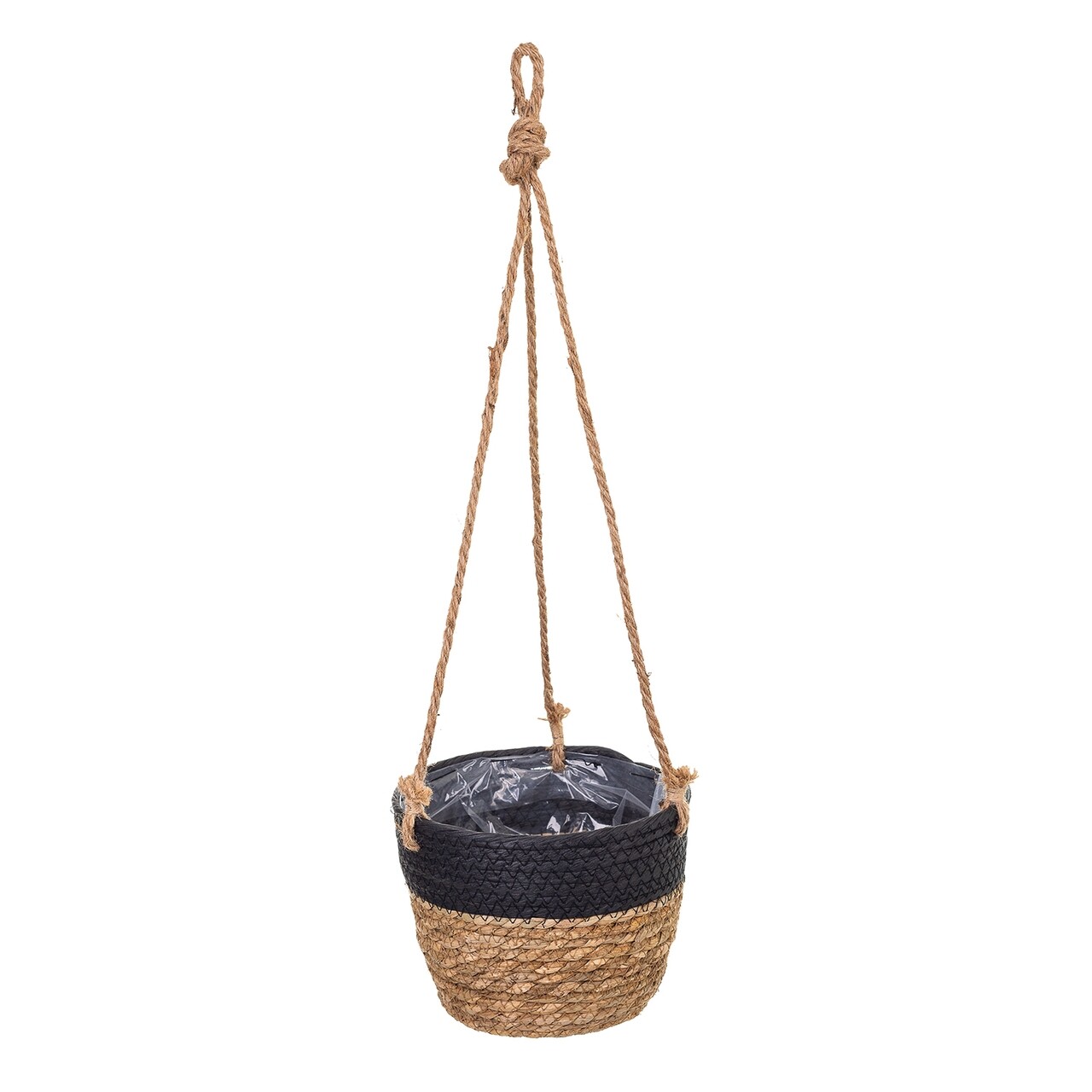 Ghiveci Suspendabil, Creaciones Meng, 20x16 Cm, Stuf, Natural/negru