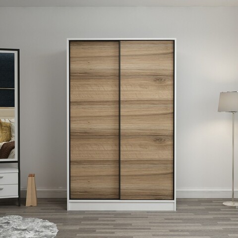 Dulap pentru haine, Minerva, Kale White Oak, 120x190x60 cm, PAL, Alb / Stejar
