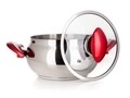 Oala cu capac Vista Red, Banquet, 22x13 cm, 5 L, inox/sticla