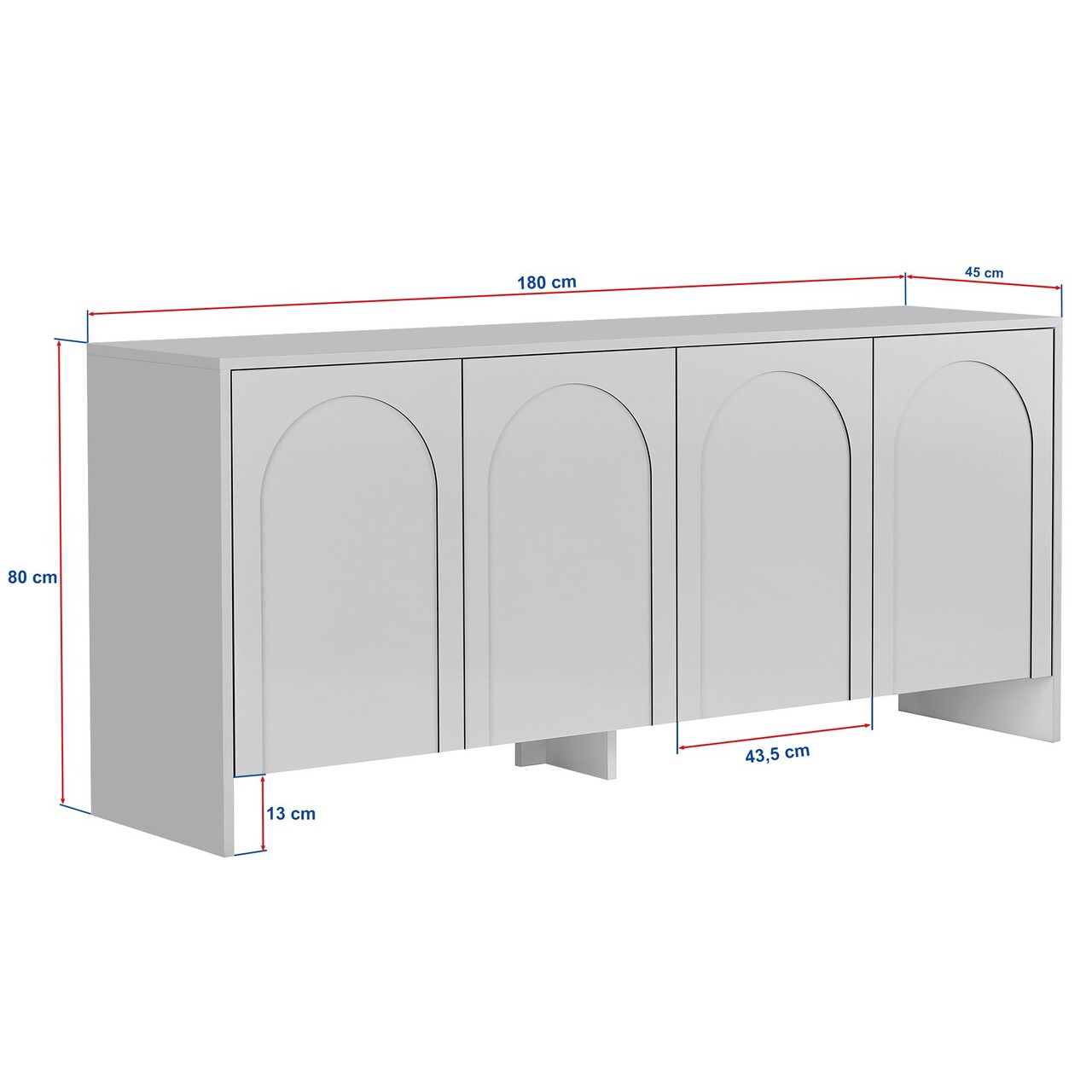 Consola, Nordure, Arlen, 180x80x45 cm, Alb - imagine 9