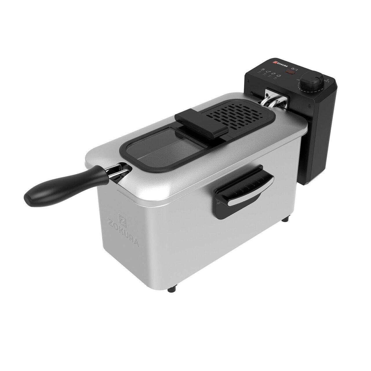 Friteuza cu filtru de ulei, 3 L, 2000 W, Argintiu - Zokura - imagine 2