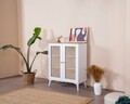 Bufet, Wolina, Goose, 90x105x41 cm, Corp: PAL 100% MELAMINAT, Alb / Stejar