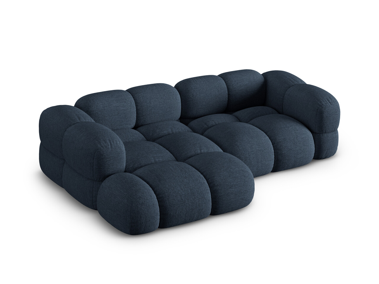 Coltar stanga 3 locuri, Loretto, Cosmopolitan Design, 250x147x68 cm, tesatura structurata, albastru inchis