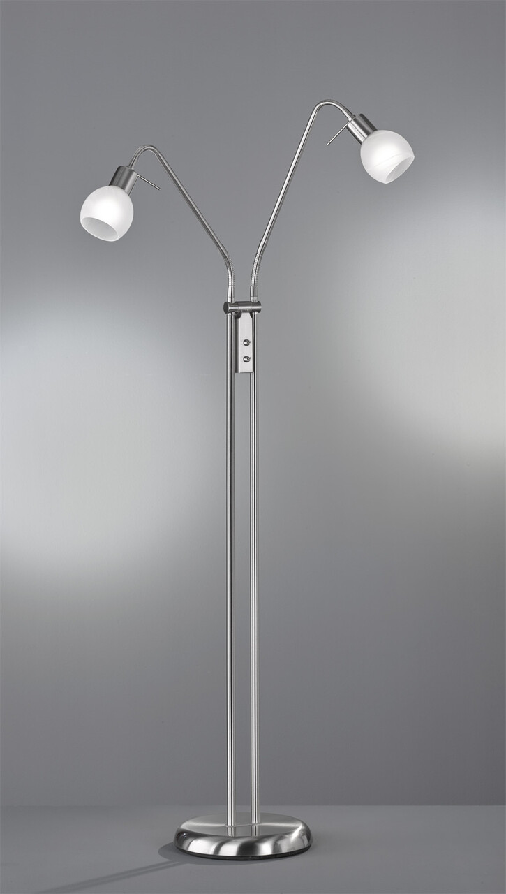 Lampadar Antibes, RL, 55x25x125 cm, 28W, 2x E14, metal, argintiu mat/alb